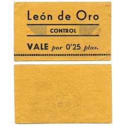 León de Oro. Control. 0,25 Pesetas (MBC)