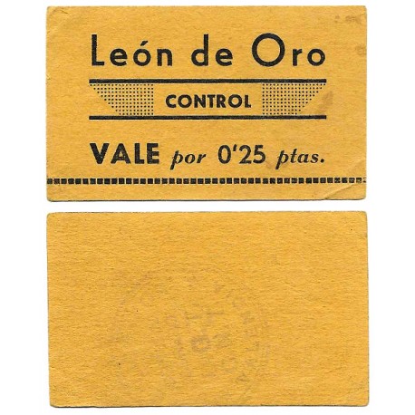 León de Oro. Control. 0,25 Pesetas (MBC)