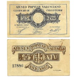 Ateneo Popular Valenciano. 1937. 25 Céntimos (EBC)