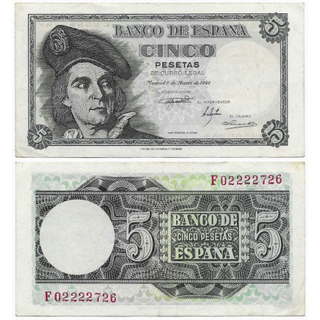 Estado Español. 1948. 5 Pesetas (MBC) Serie F