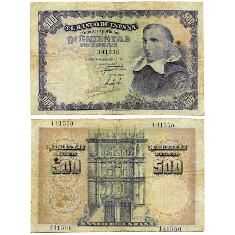 Estado Español. 1946. 500 Pesetas (BC/BC-) Sin Serie, Manchas
