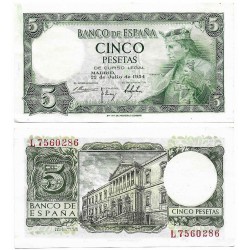 Estado Español. 1954. 5 Pesetas (EBC) Serie L