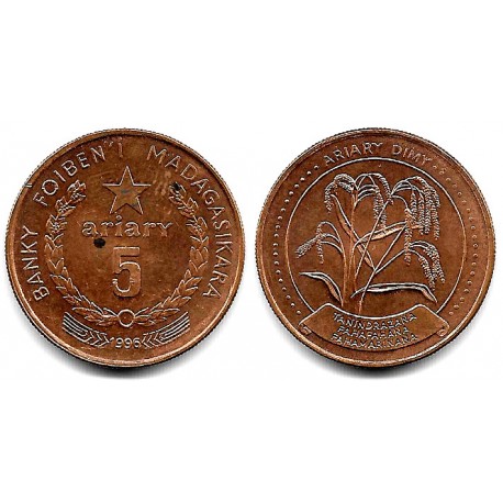 (23) Madagascar. 1996. 5 Ariary (MBC) Manchas