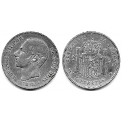 Alfonso XII. 1885*(-8-86). 5 Pesetas (BC) (Plata) Ceca de Madrid MS-M