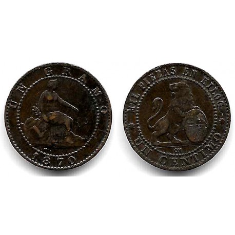 Gobierno Provisional. 1870. 1 Céntimo (EBC) Ceca de Barcelona OM