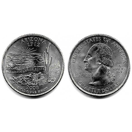 (423) Estados Unidos de América. 2008(P). Quarter Dollar (SC) Arizona