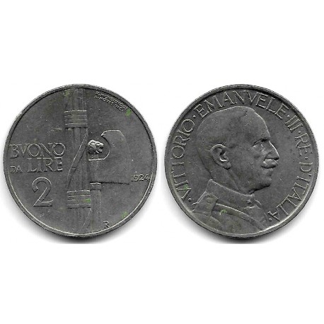 (63) Italia. 1924. 2 Lira (MBC-) Manchas