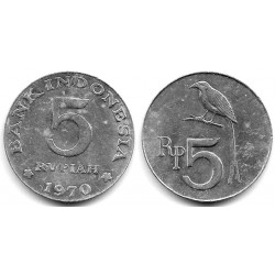 (22) Indonesia. 1970. 5 Rupiah (MBC+)