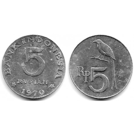 (22) Indonesia. 1970. 5 Rupiah (MBC+)