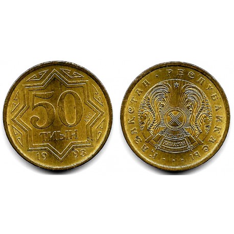 (5) Kazajstán. 1993. 50 Tyin (SC-) Manchas Leves