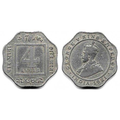 (519) India Británica. 1921. 4 Annas (BC/BC+)