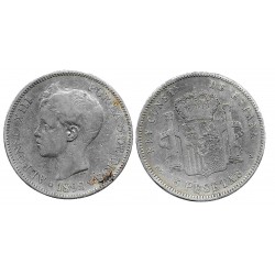 Alfonso XIII. 1898*(---98). 5 Pesetas (BC-/BC) (Plata) Ceca de Madrid SG-V