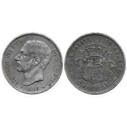 Alfonso XIII. 1883*(18---). 5 Pesetas (BC/BC+) (Plata) Ceca de Madrid MS-M