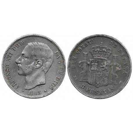 Alfonso XIII. 1883*(18---). 5 Pesetas (BC/BC+) (Plata) Ceca de Madrid MS-M