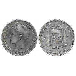 Alfonso XIII. 1898*(18---). 5 Pesetas (BC) (Plata) Ceca de Madrid SG-V
