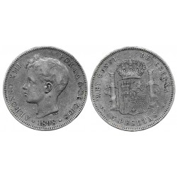Alfonso XIII. 1898*(18---). 5 Pesetas (BC) (Plata) Ceca de Madrid SG-V