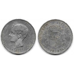 Alfonso XIII. 1898*(18-98). 5 Pesetas (BC) (Plata) Ceca de Madrid SG-V