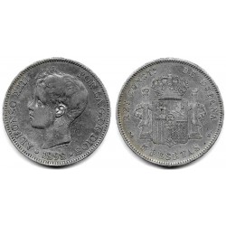 Alfonso XIII. 1898*(18-98). 5 Pesetas (BC/BC+) (Plata) Ceca de Madrid SG-V