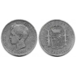 Alfonso XIII. 1898*(18---). 5 Pesetas (BC-) (Plata) Ceca de Madrid SG-V