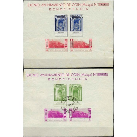 Beneficencia. Coin, Málaga. Hojas Conmemorativas (Nuevo, con señal de fijasellos)