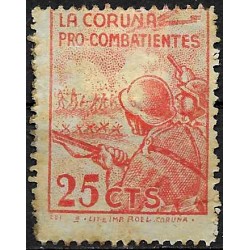 Viñeta. Pro Combatientes. La Coruña. 25 Céntimos (Usado)