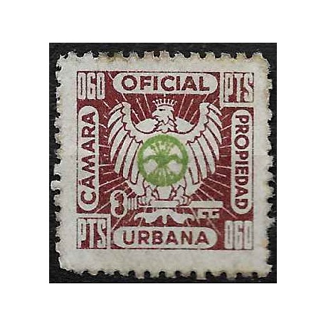 Viñeta. Cámara Oficial Propiedad Urbana. 0,60 Pesetas (Nuevo, con señal de fijasellos)