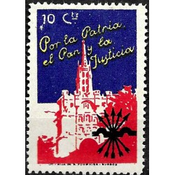Viñeta. Por la Patria, el Pan y la Justicia. 10 Céntimos (Nuevo, con señal de fijasellos)