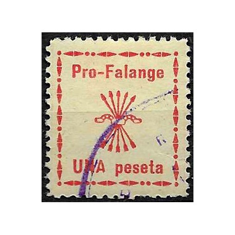 Viñeta. Pro Falange. 1 Peseta (Nuevo, con señal de fijasellos)