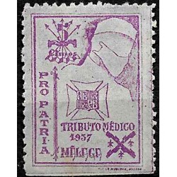 Viñeta. Pro Patria. Tributo Médico. 1937. Málaga. 5 Céntimos (Nuevo, sin goma)