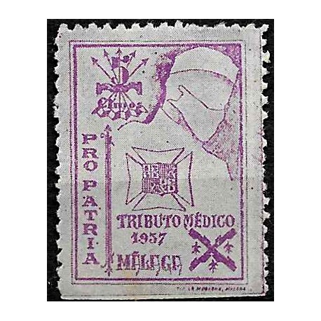 Viñeta. Pro Patria. Tributo Médico. 1937. Málaga. 5 Céntimos (Nuevo, sin goma)