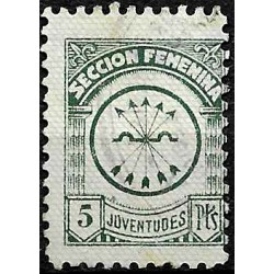 Viñeta. Sección Femenina. Juventudes. 5 Pesetas (Nuevo, con señal de fijasellos)