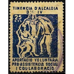 Viñeta. Tinencia d,Alcaldia Districto IV. 25 Céntimos (Usado)