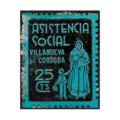 Viñeta. Villanueva de Córdoba. Asistencia Social. 25 Céntimos (Usado)