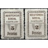 Viñetas. Asistencia Social. Castellón. 2 y 5 Pesetas (Nuevo, con señal de fijasellos)
