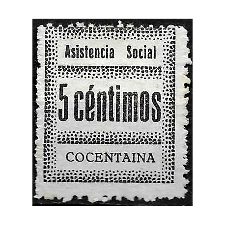 Viñeta. Asistencia Social. Cocentaina. 5 Céntimos (Nuevo, sin goma)