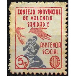 Viñeta. Consejo Provincial de Valencia. Sanidad y Asistencia Social. 5 Céntimos (Usado)