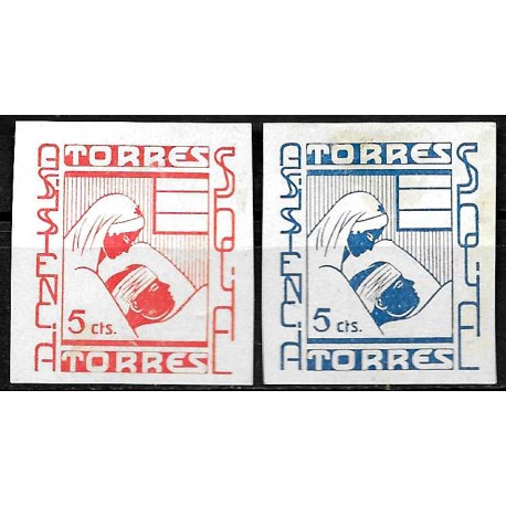 Viñetas. Torres. Asistencia Social. 5 y 5 Céntimos (Usado)