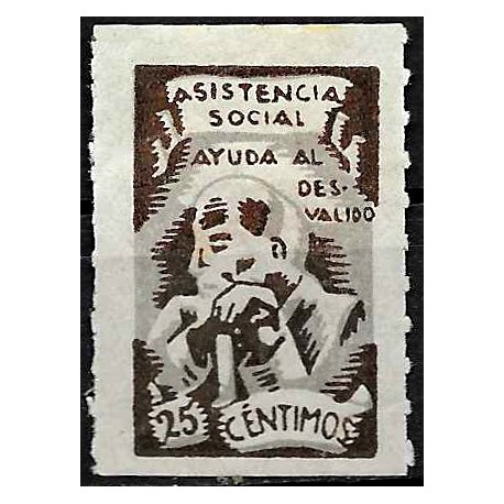 Viñeta. Asistencia Social. 25 Céntimos (Nuevo, con señal de fijasellos)
