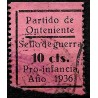 Viñeta. Partido de Onteniente. Sello de Guerra. Pro Infancia. Año 1936. 10 Céntimos (Usado)
