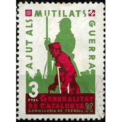 Viñeta. Ajut als Mutilats de Guerra. Generalitat de Catalunya. 3 Pesetas (Usado)