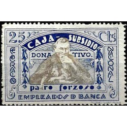 Viñeta. Federación Nacional de Empleados de Banca. Caja de Subsidio. 25 Céntimos (Nuevo, con señal de fijasellos y sin goma)