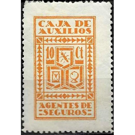 Viñeta. Caja de Auxilios. Agentes de Seguros. 10 Céntimos (Usados)