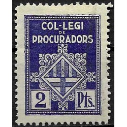 Viñeta. Colegio de Procuradores. 2 Pesetas (Nuevo, con señal de fijasellos)