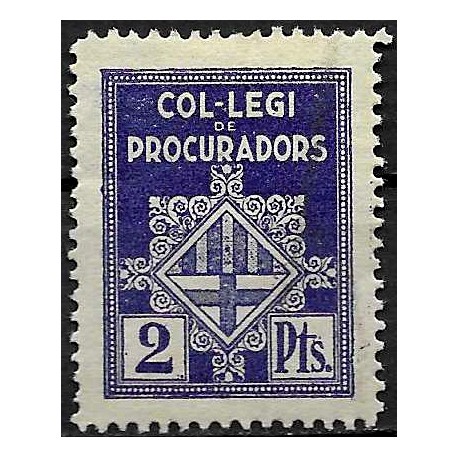 Viñeta. Colegio de Procuradores. 2 Pesetas (Nuevo, con señal de fijasellos)
