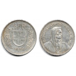 (40) Suiza. 1954(B). 5 Francs (MBC) (Plata)