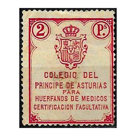 Viñeta. Colegio del Principe de Asturias para Huérfanos Médicos. 2 Pesetas (Usado)