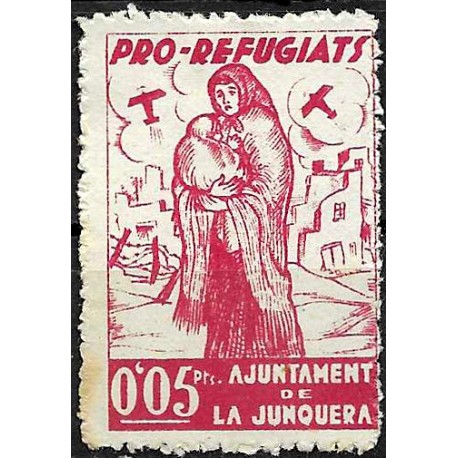 Viñeta. Pro Refugiados. La Junquera. 0,05 Pesetas (Nuevo, con señal de fijasellos y leve mancha)