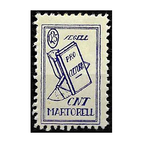 Viñeta. CNT Martorell. Pro Cultura. 0,25 Pesetas (Nuevo, con señal de fijasellos)