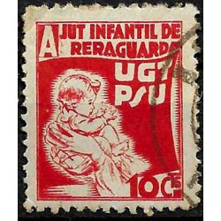 Viñeta. Ajut Infantil de Reraguarda. UGT PSU. 10 Céntimos (Usado)