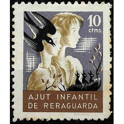 Viñeta. Ajut Infantil de Reraguarda. 10 Céntimos (Nuevo, con señal de fijasellos y leves manchas)